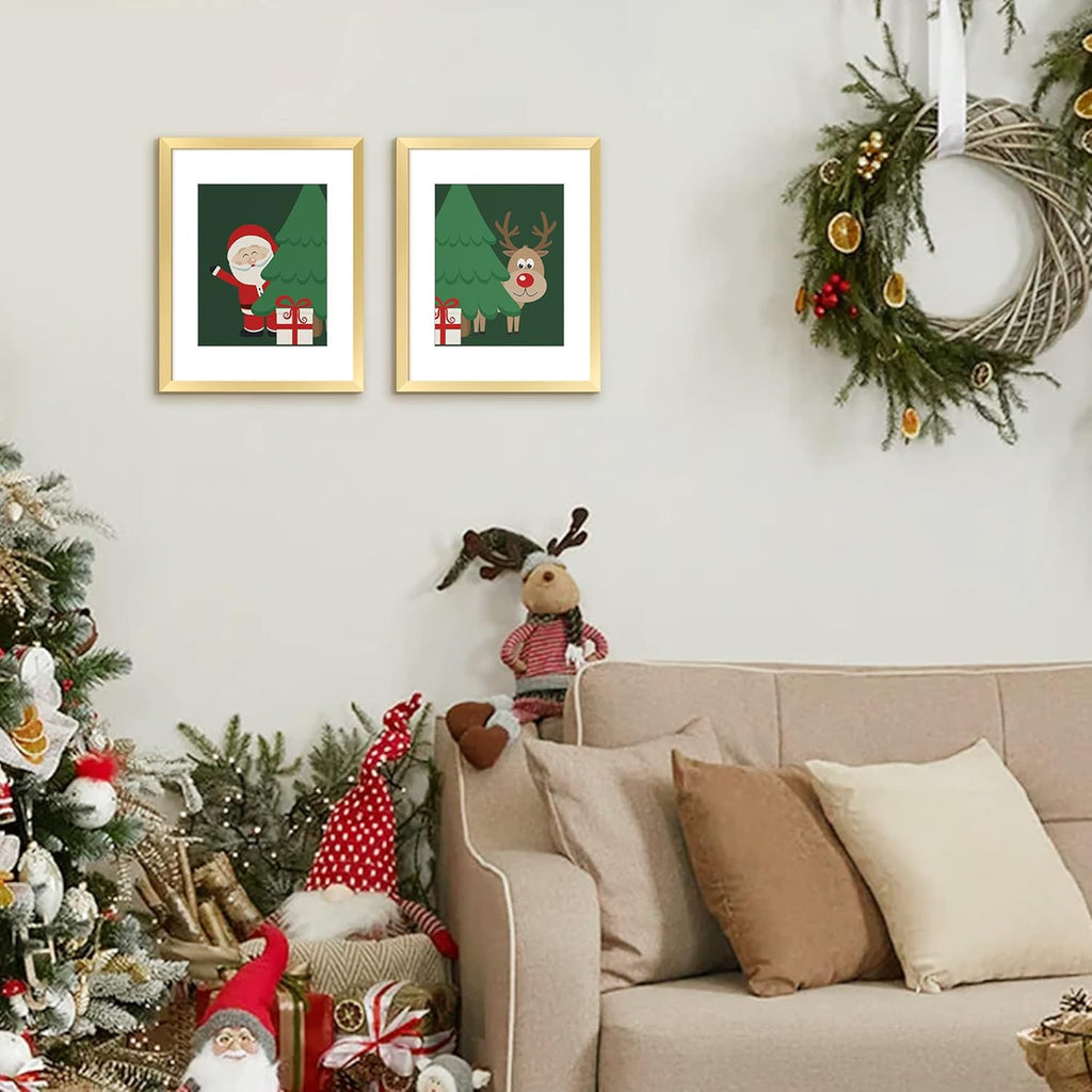 Upsimples 11x14 Picture Frame Set of 5 - Display 8x10 or 11x14 Photos | Elegant Gold Wall Gallery Decor