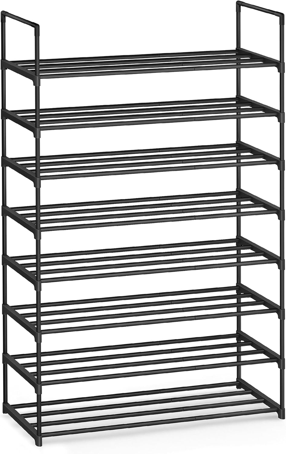 SONGMICS 8-Tier Shoe Rack - Stackable Metal Organizer for 32-40 Pairs | Black, 11.8 x 36.2 x 56.5 Inches