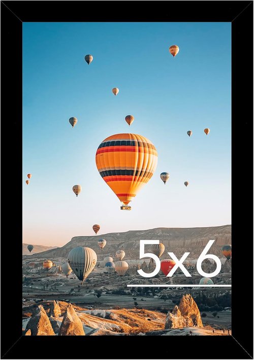JCJMY 5x6 Black Picture Frame - Versatile Wall Hanging or Tabletop Display with Shatter-Resistant Plexiglass