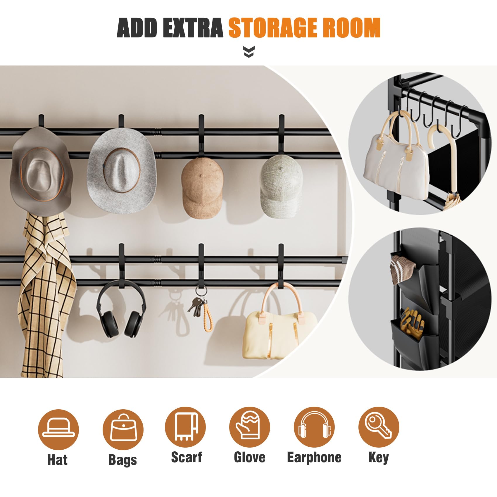 OYREL Shoe Rack 5 Tier Shoe Racks Organizer 20-25 Pairs Shoes Rack for Closet Entrance Shoe Storage Organizer with Hooks and Side Pocket Entryway Shoe Holder Space Saving Free Standing Shoe Racks
