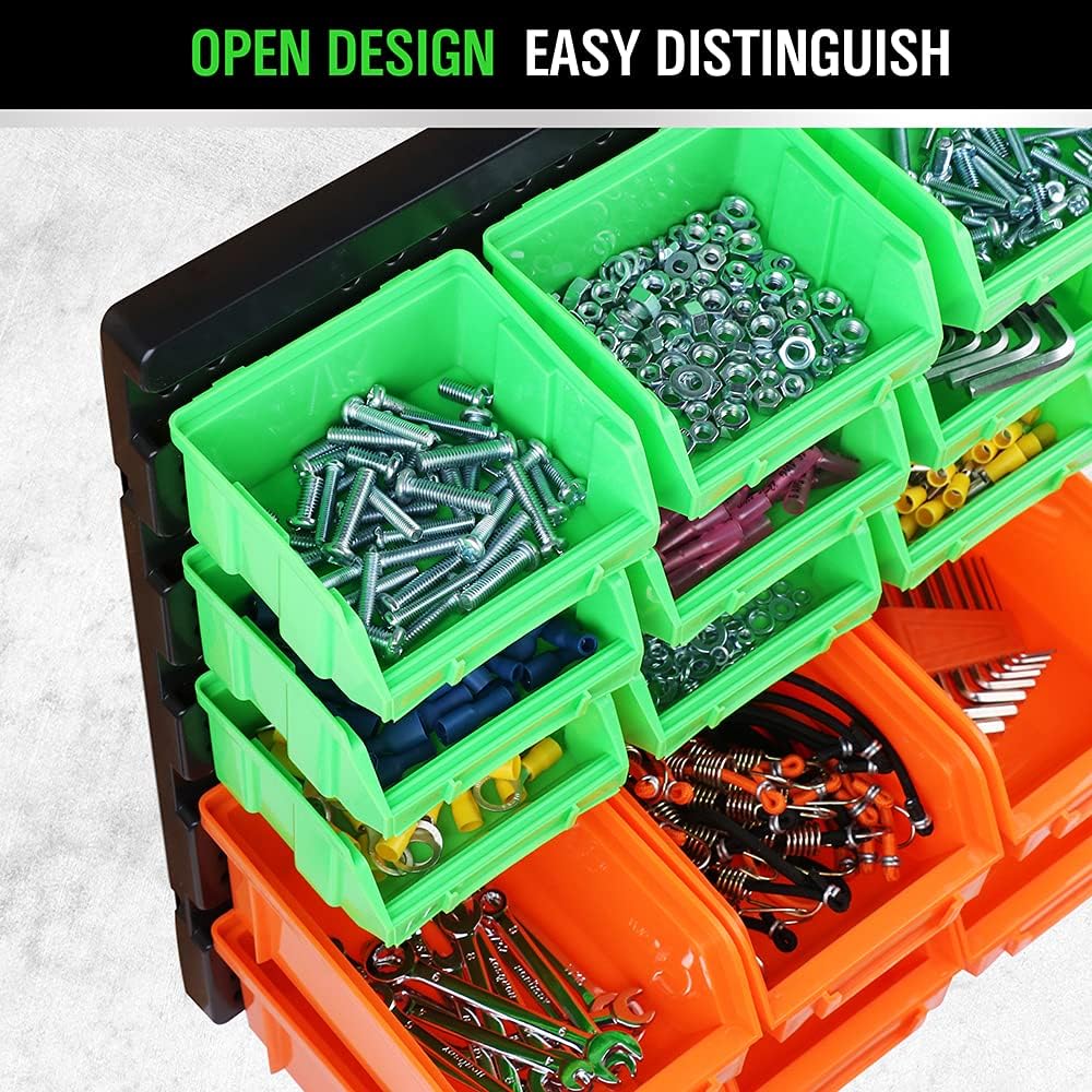 SWANLAKE Heavy-Duty Garage Tool Organizer - 30-Bin Wall-Mounted Storage for Screws, Nuts, Bolts & More