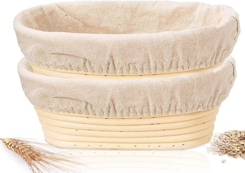 Banneton 10 Inch Oval Bread Proofing Basket - 2 Pack Sourdough Baking Supplies for Fermentation