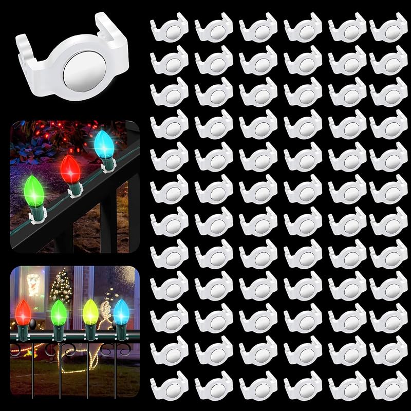 100 Pack Magnetic Christmas Light Clips - Round Clear Variation: 100