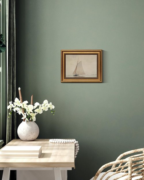 Gold Framed Vintage Wall Art - Seaview Painting Prints for Living Room | Aesthetic Home Decor (8"x10")