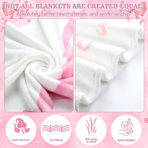 Mindsoft Trendy Pink Bow Coquette Baby Milestone Blanket Coquette Flannel Blanket Newborn Infant Swaddle Growth Baby Frame for Boys Girls Nursery (Bow, Pink)