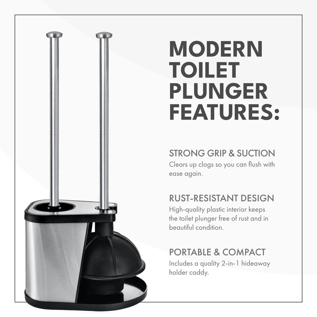 ToiletTree Products Modern Deluxe Freestanding Toilet Brush and Plunger Combo 2 Pack