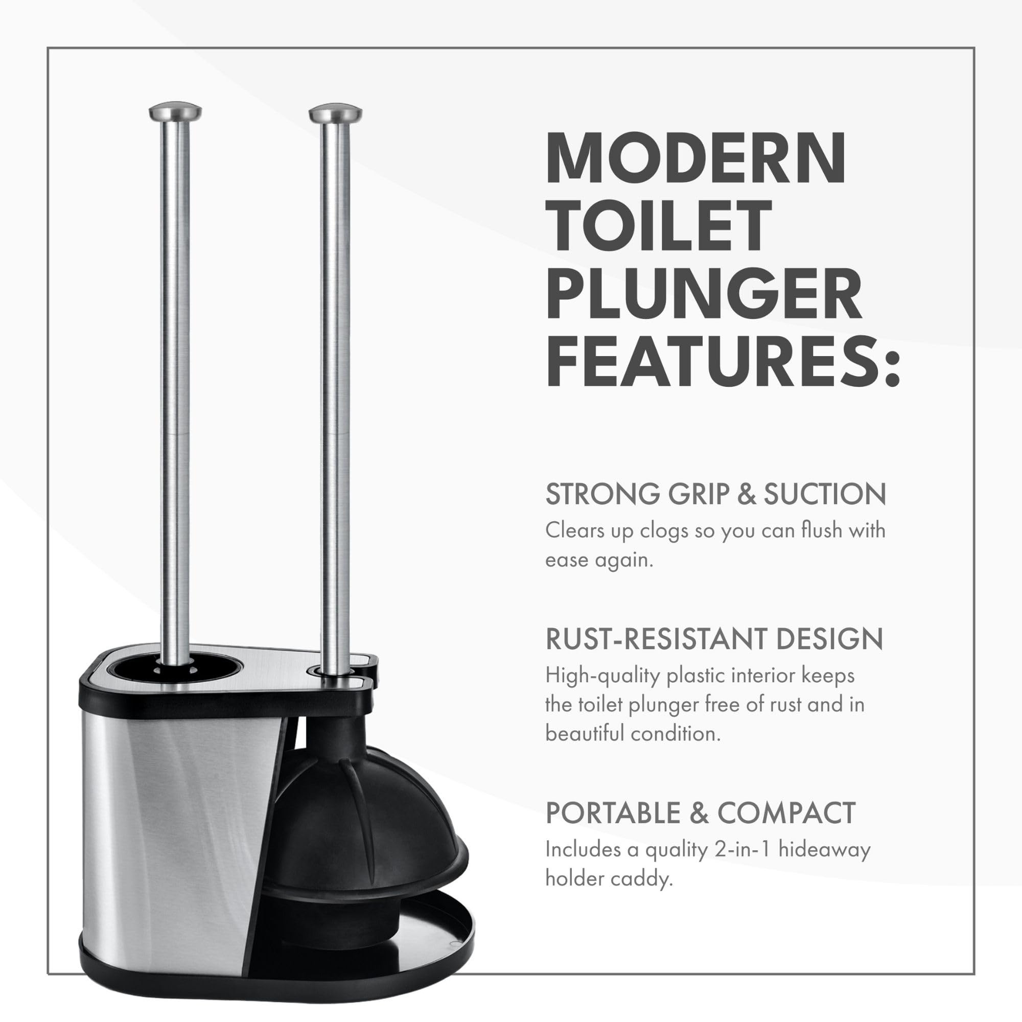 ToiletTree Products Modern Deluxe Freestanding Toilet Brush and Plunger Combo 2 Pack