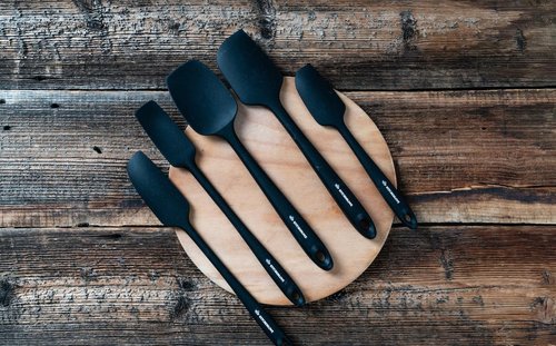 KITCHENLOVE Premium Silicone Spatula Set - 600°F Heat Resistant, Non-Stick, BPA Free | 5 Pieces in Black