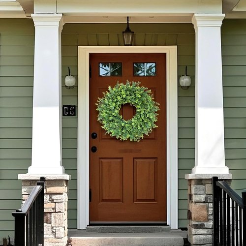 Boxwood Wreath - 26" Large Artificial Greenery for Front Door, Porch & Window | All-Season Home Decor