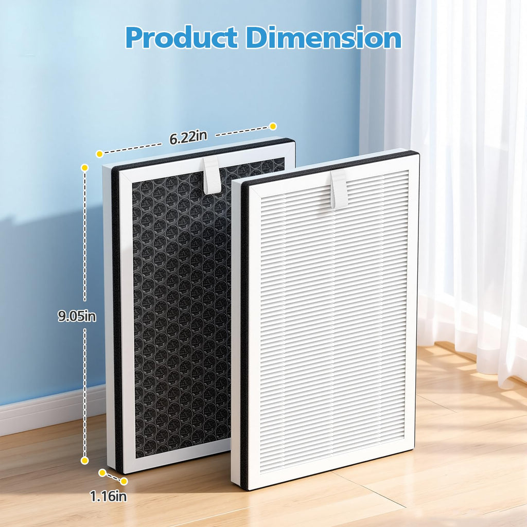 4 Pack 47401/47402 Replacement Filter Compatible with NuWave OxyPure Portable Air Purifier 47401 47402 47404 for Large Room up to 1361 Sq Ft with Double-Sided Air Intake, Part NO. H5P3