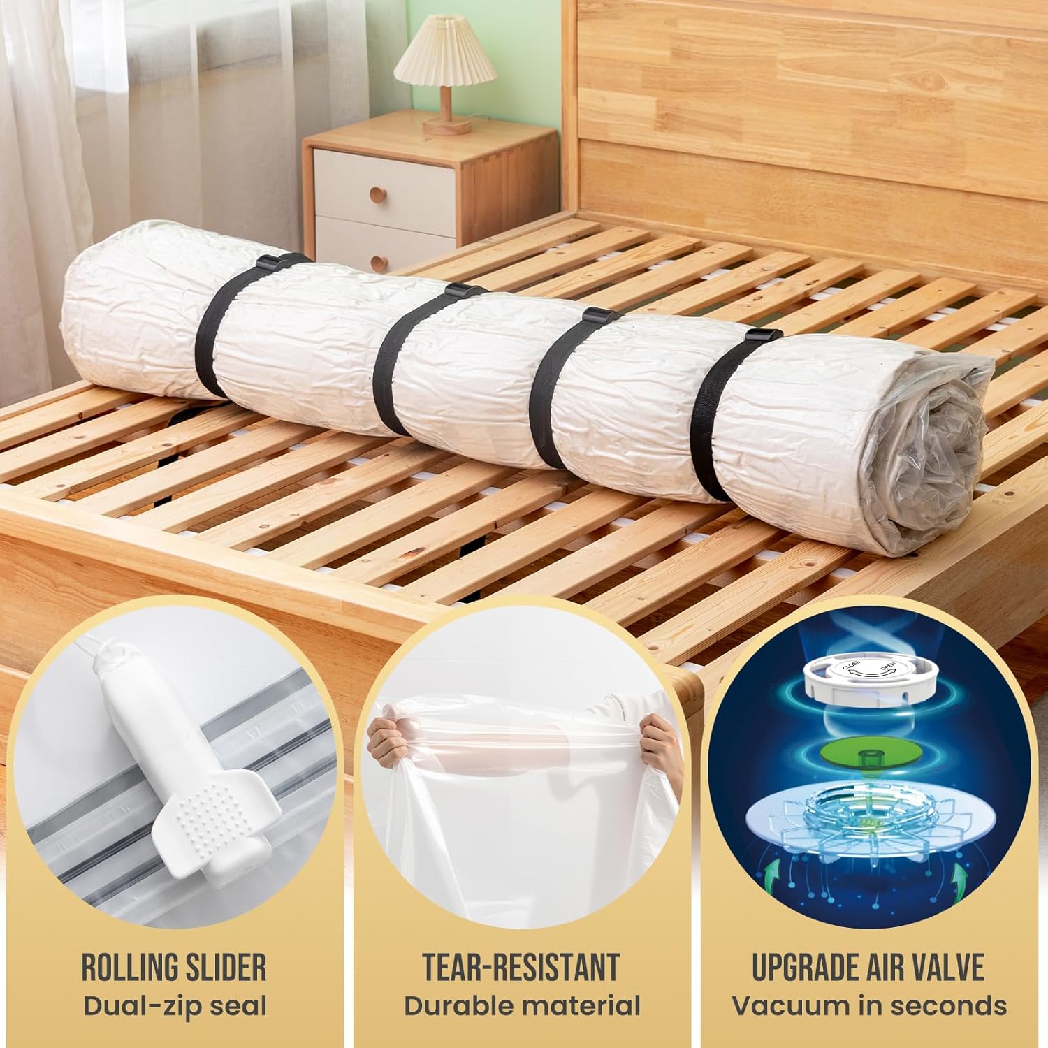 TAILI Mattress Vacuum Storage Bag - King/California King with 4 Straps for Easy Transport & Storage