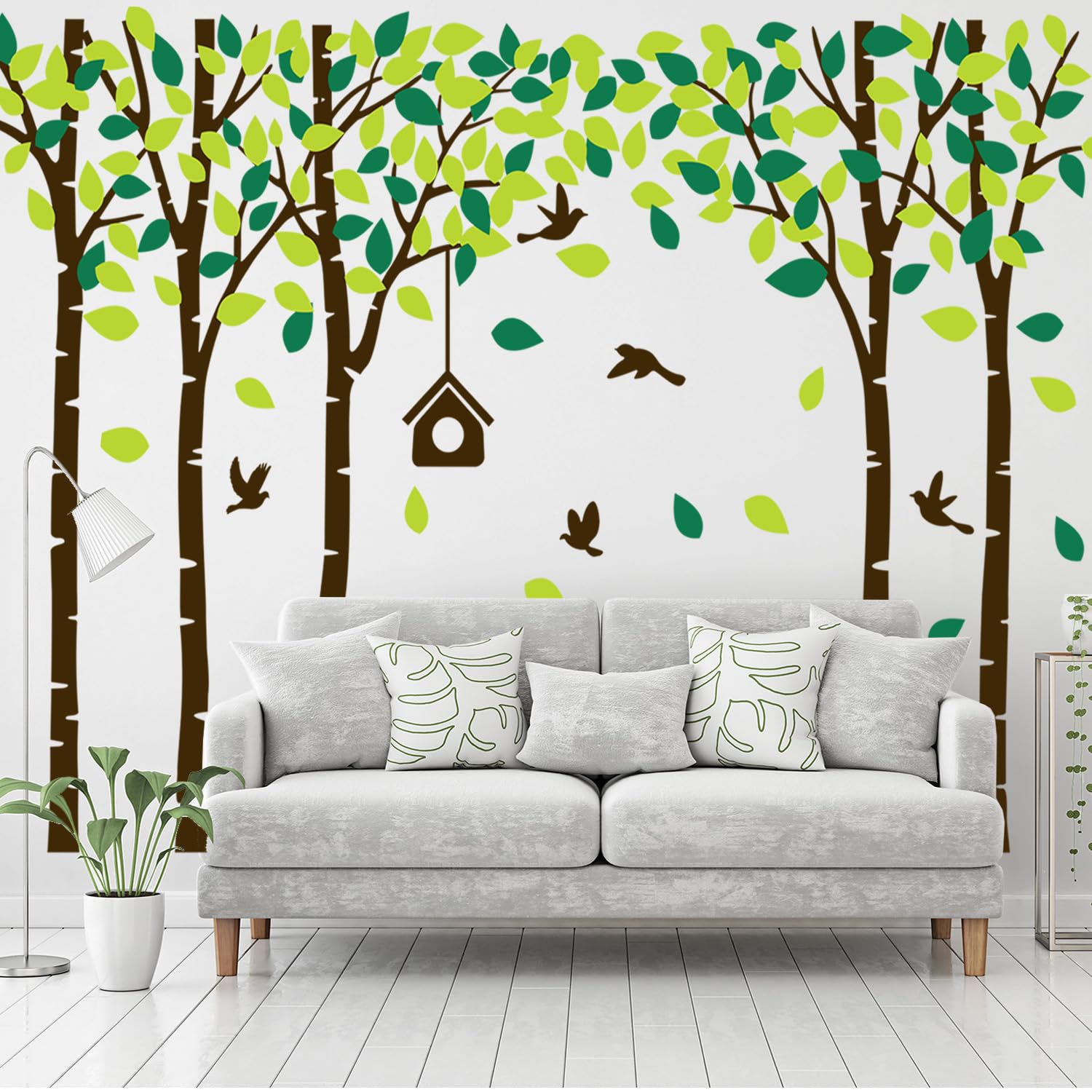 Giant Jungle Tree Wall Decals Birch Tree Wall Decals Forest Wall Stickers for Kids Room Bedroom Living Room Nursery Removable Vinyl Sticker Mural Art Decoration (Brown)