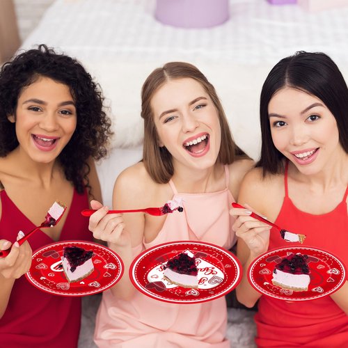 gisgfim 96Pcs Galentines Day Party Plates and Napkins Happy Galentine's Day Red Supplies Gals Tableware Dinnerware Set Valentines Day Paper Dessert Plate Party Decoration Women Ladies Favors Serve 24