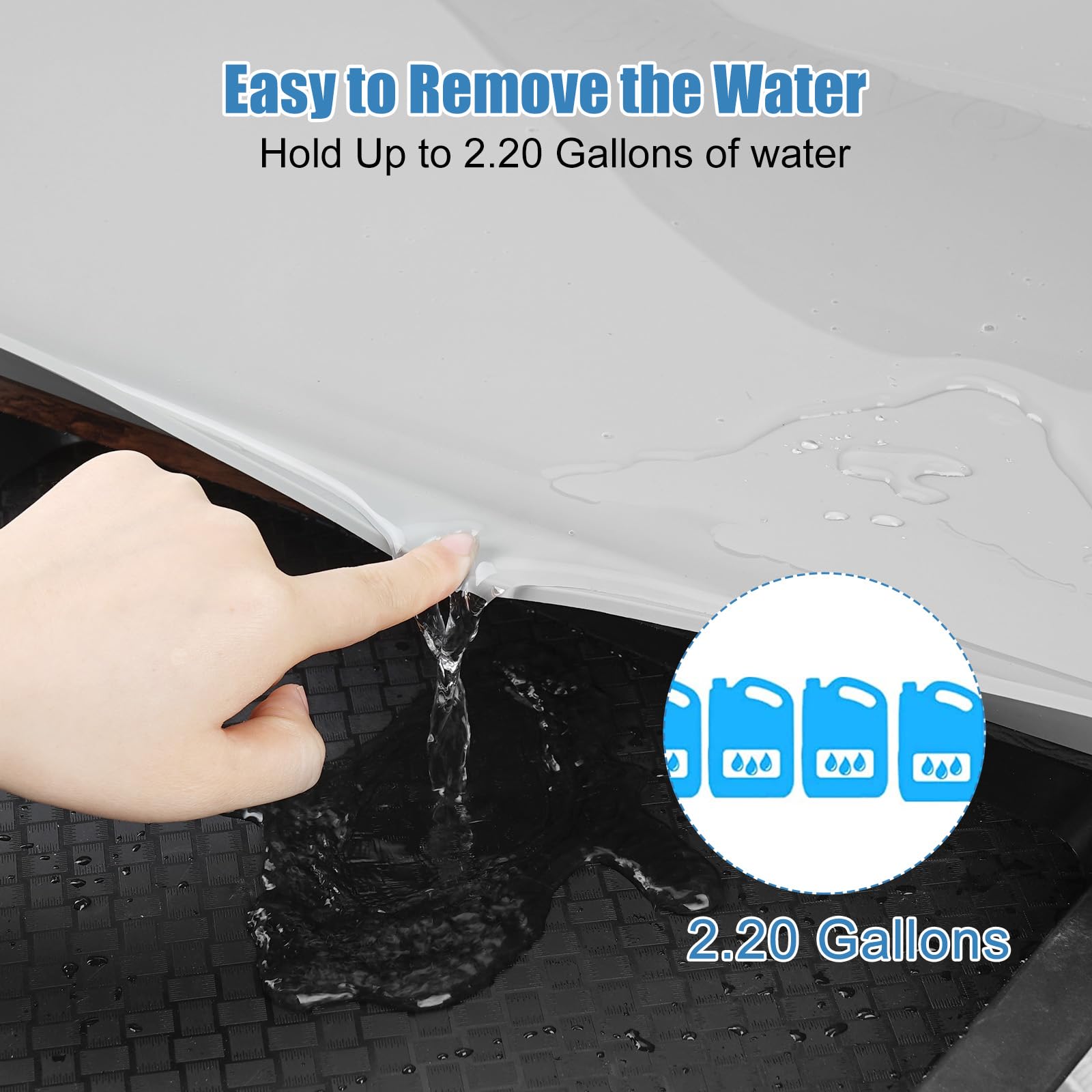Under Sink Mat for Kitchen Waterproof, 40" x 19" Silicone Under Sink Liner Kitchen & Bathroom Cabinet Protector Mats, Heavy Duty Flexible Under Sink Drip Tray with Lip, Cool Grey