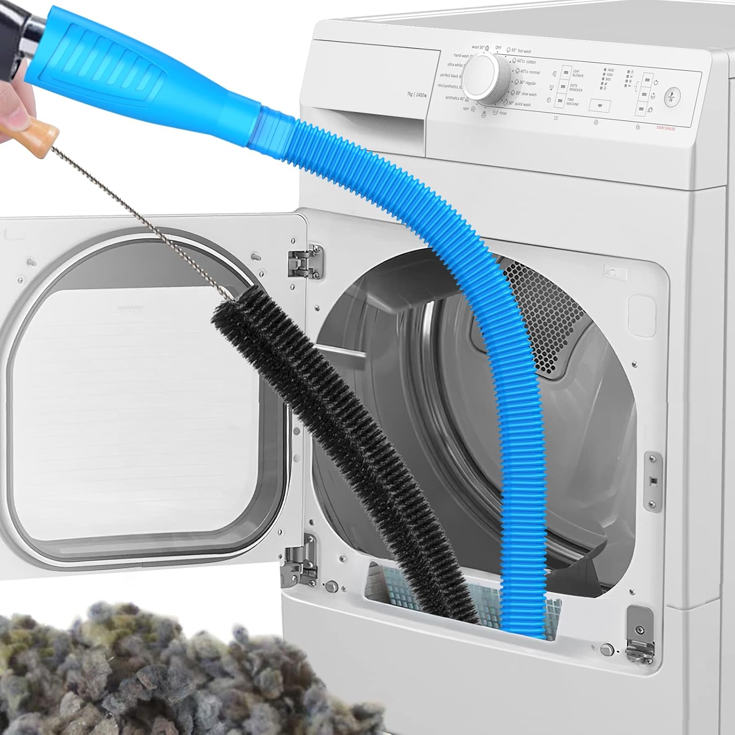 Sealegend Dryer Vent Cleaner Kit - 2 Pieces Flexible Lint Brush & Vacuum Hose Attachment