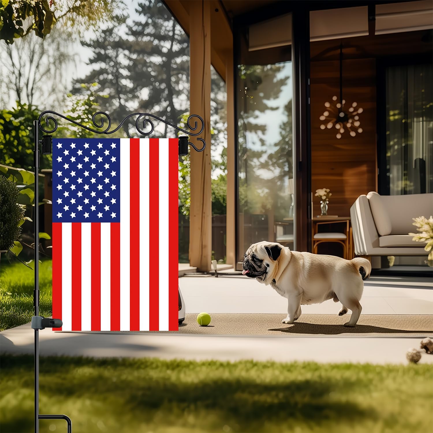 Akeydeco Garden Flag Pole Stand - Waterproof Holder with Stopper & Clip for Outdoor Use | Durable Powder-Coated Finish