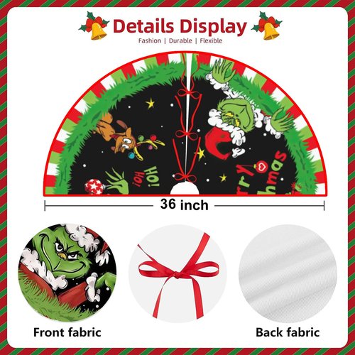 Christmas Tree Skirt 36 Inch Green Tree Skirt for Christmas Tree and Holiday Tree Ornament Holiday Party Home Christmas Tree Decor
