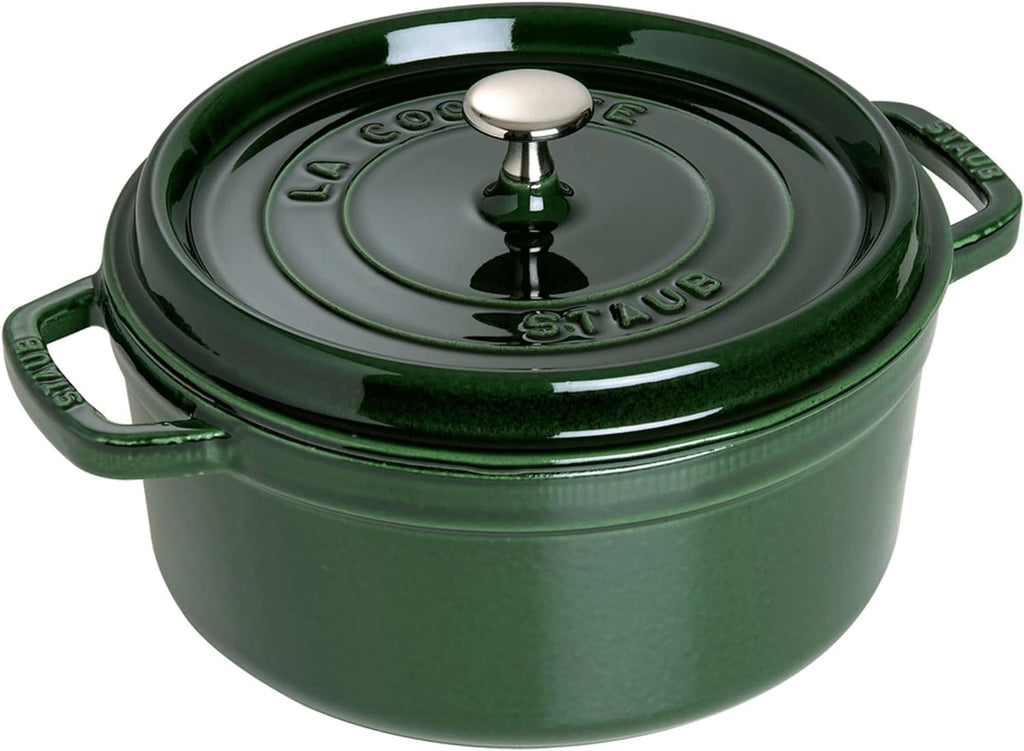 Staub 5.5 Quart Round Cocotte - Elegant Basil Color for Perfect Cooking and Serving