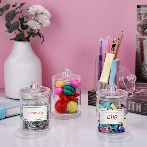 Clear Acrylic Qtip Holder Dispenser by [Brand Name] - 2 Pack Cotton Swab Canisters for Bathroom & Vanity Storage
