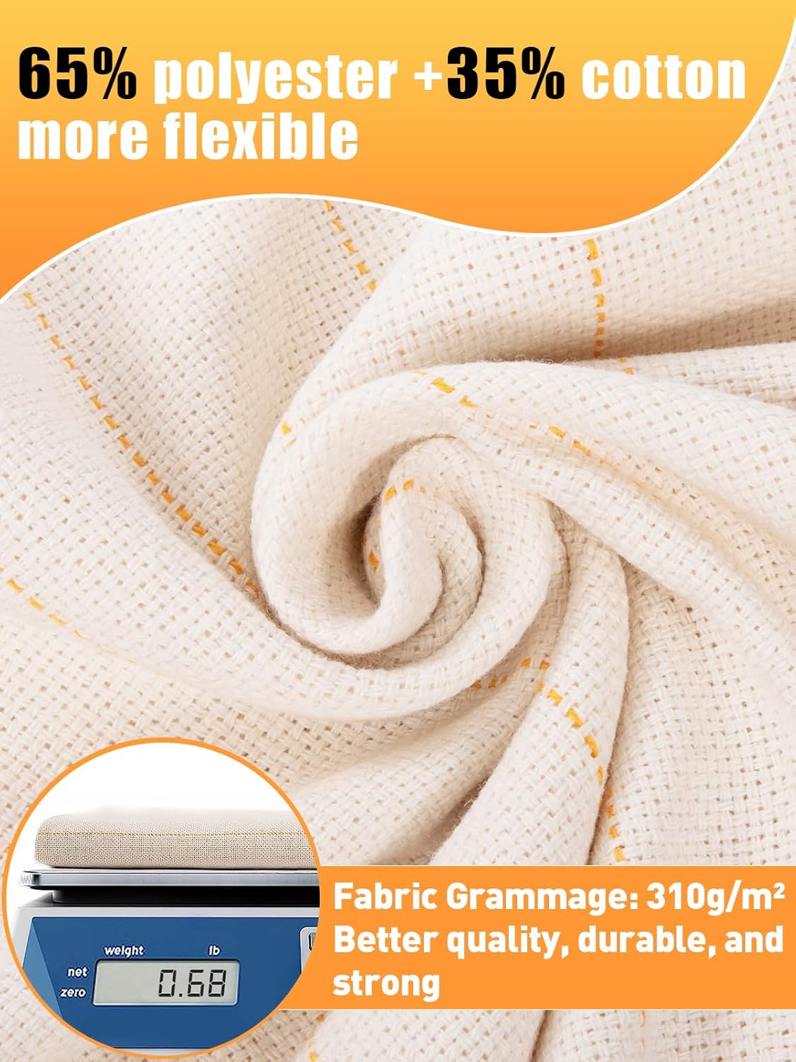 Monk's Cloth 40" x 40" Tufting Fabric - Overlocking Punch Needle Material for DIY Rug Projects