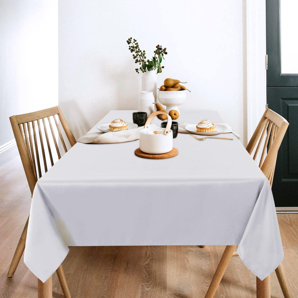 Sancua 2 Pack White Tablecloths - Stain & Wrinkle Resistant 60 x 84 Inch Polyester Covers for Dining & Events
