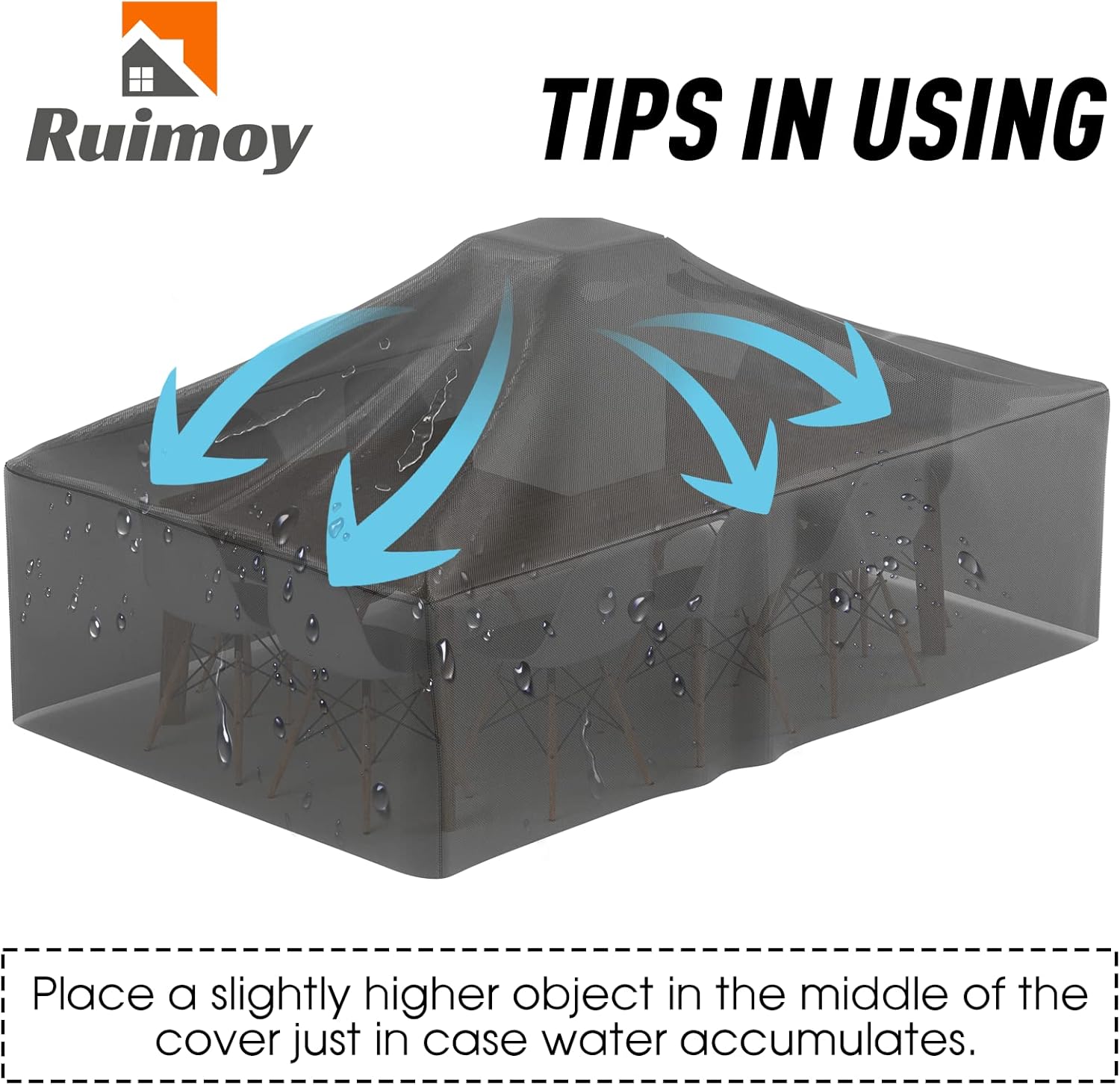 Ruimoy Outdoor Furniture Cover - Heavy Duty Waterproof Protection for Tables & Chairs | 108" L x 82" W x 27.9" H