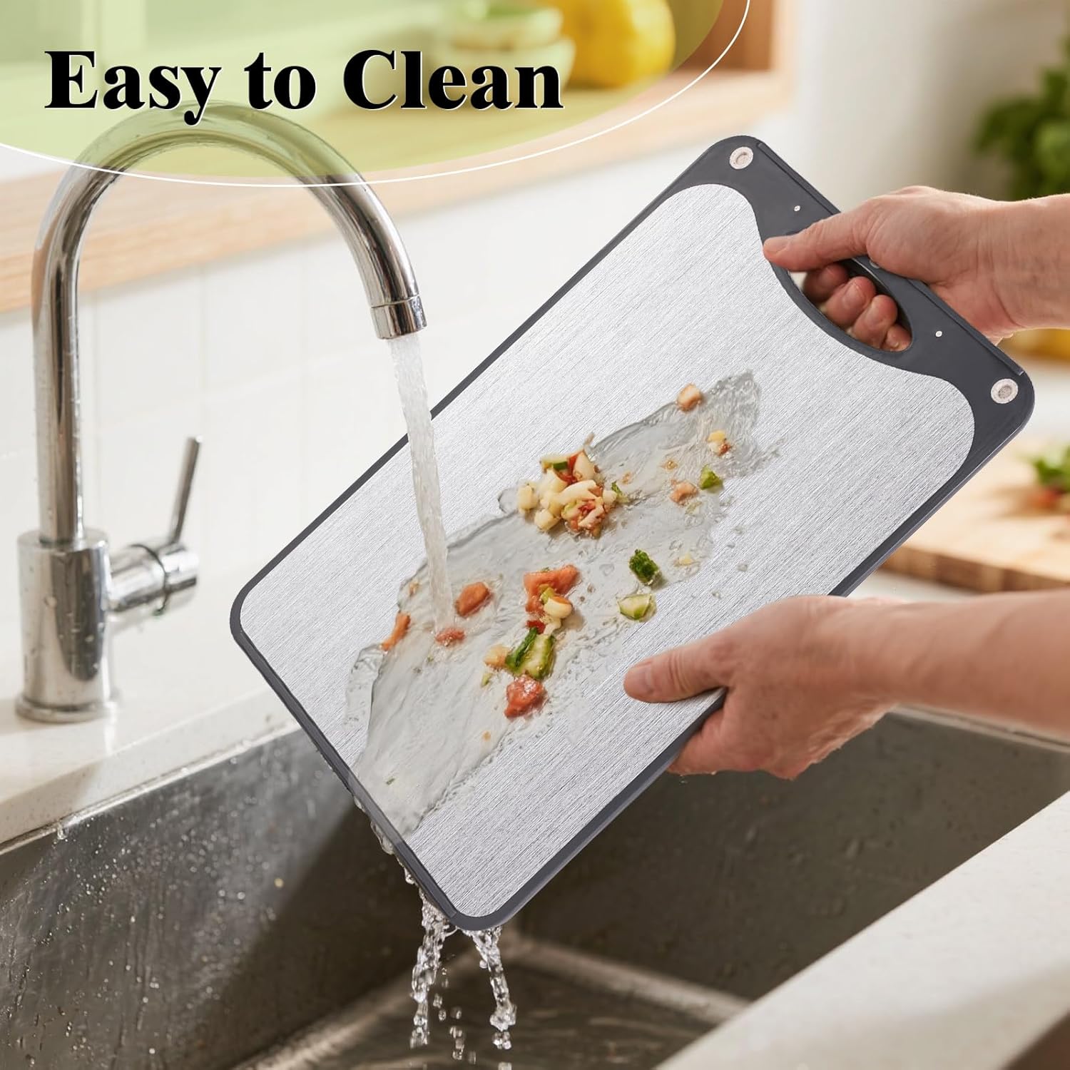 **Titanium Cutting Board - Double-Sided Food Grade Chopping Board | Large 15”x10” - Easy to Clean, Dark Gray**