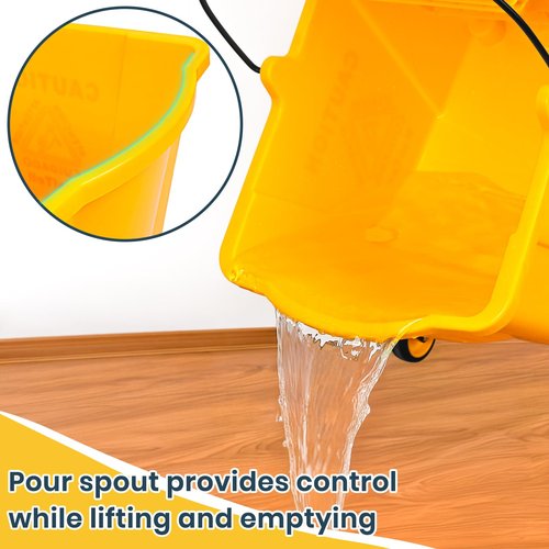 35 Quart Commercial Mop Bucket with Side Press Wringer on Wheels and 1 Industrial Mop for Floor Cleaning, Use at Home Business Area, Janitorial Supplies, Rectangular