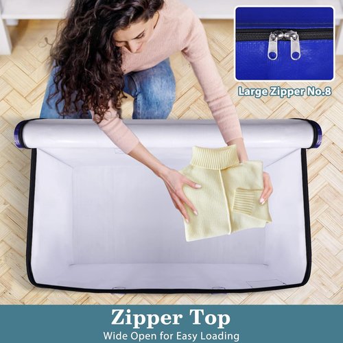 HomeHacks Moving Bags - 8-Pack Heavy Duty Storage Totes with Strong Zippers & Handles | 93L (Blue)