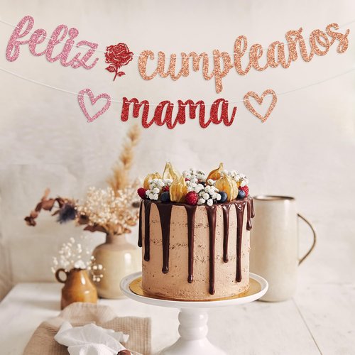 Feliz Cumpleaños Mama Banner, Spanish Happy Birthday Mum Bunting Sign, Mom I Love You/Best Mom Ever, Mexican Fiesta Theme Happy Mother’s Day Backdrop Garland
