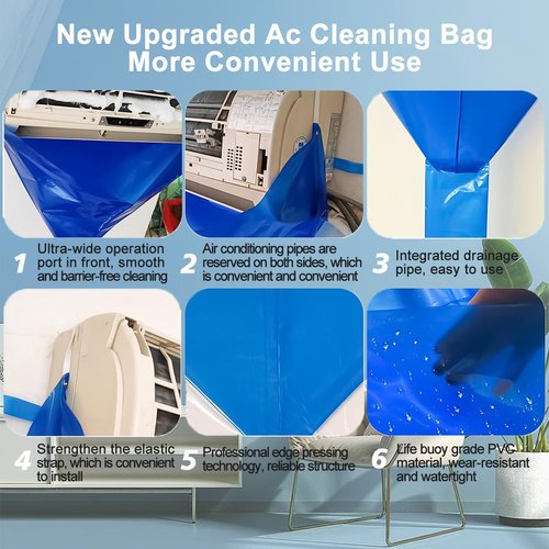 Integrated Design Mini Split Cleaning Bag, Ac Cleaning Bag, Air Conditioner Cleaning Cover, Air Conditioner Service Bag, Mini Split Cleaning Cover, Ac Cleaning Cover Bag, Waterproof, Reusable