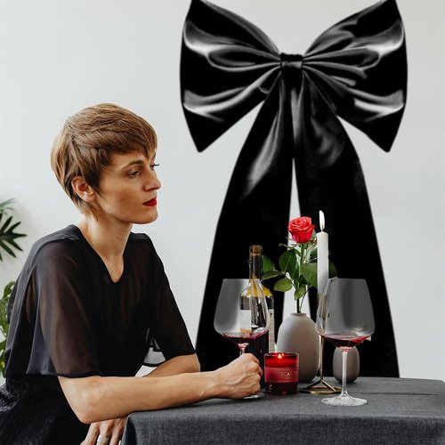 Coquette Giant Black Satin Bow - 24 x 42 Inches | Elegant Room Decor & Birthday Party Backdrop