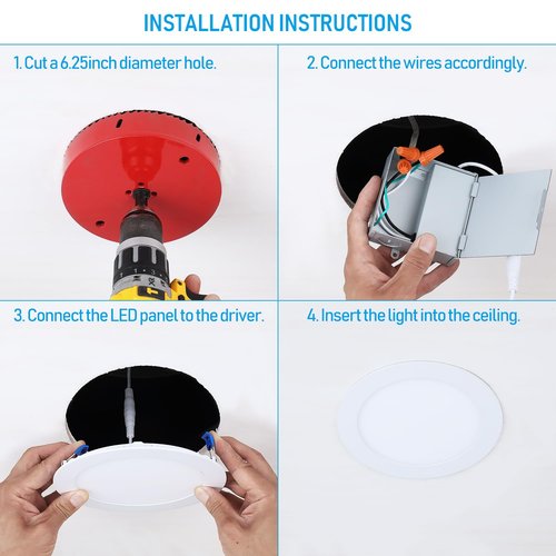 TORCHSTAR 6 Inch Ultra-Thin LED Recessed Light with Junction Box, 2700K Soft White, 12W 100W Eqv. Dimmable Slim LED Downlight, ETL and Energy Star Certified, Pack of 4