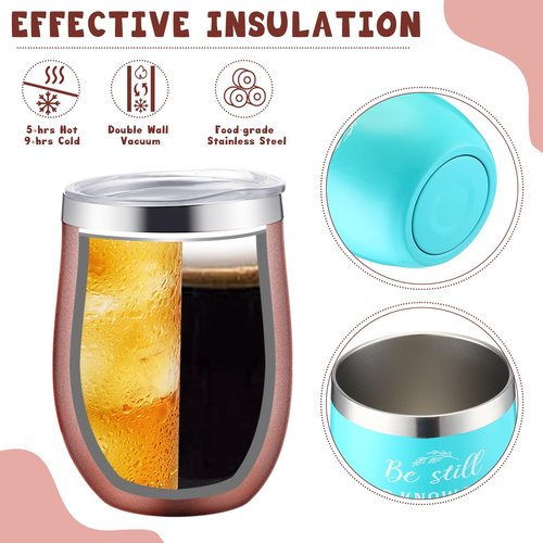 Suttmin 12 Pieces 12 oz Christian Gifts for Women Christmas Inspirational Tumblers Stainless Steel Christian Mugs Cup with Lid and Straw for Women Men Friends