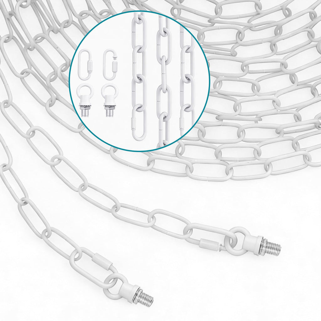 garini 10 Feet White Light Fixture Chain, Adjustable Metal Pendant Chandelier Chain Extension with Detachable Link, Maximum Load is 66 Pounds