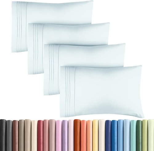 King Pillow Cases by [Brand Name] - Ultra Soft Hotel Quality Covers | Cozy, Wrinkle-Free & Fade Resistant - 4 Piece Set in Ice Blue