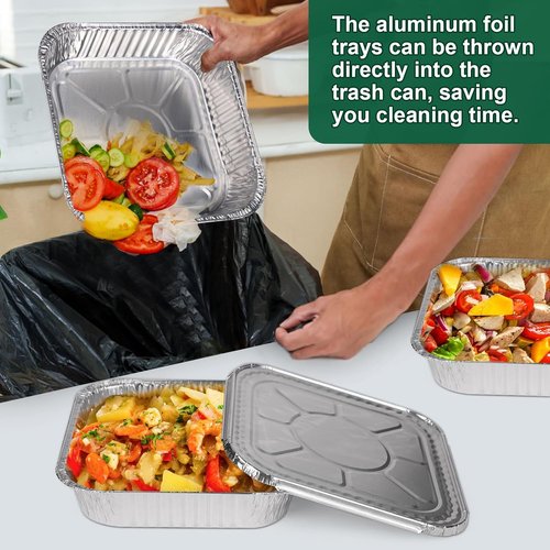 Aluminum Pans with Lids by [Brand Name] - 30 Pack Disposable Baking Foil Pans for Air Fryer & Oven