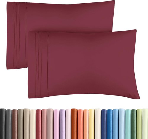 King Pillow Cases by [Brand Name] - Ultra Soft Hotel Quality Covers | Wrinkle-Free & Stain Resistant - 2 Piece Set in Burgundy
