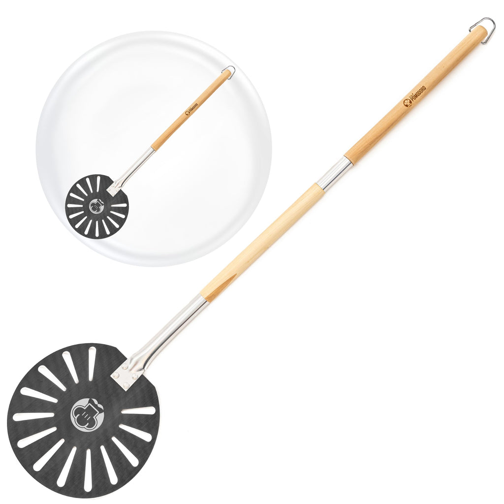 Chef Pomodoro Aluminum Turning Pizza Peel with Detachable Wood Handle for Easy Storage, Pizza Turner, Pizza Turning Peel, Luxury Pizza Paddle for Baking Homemade Pizza Bread (9-Inch)