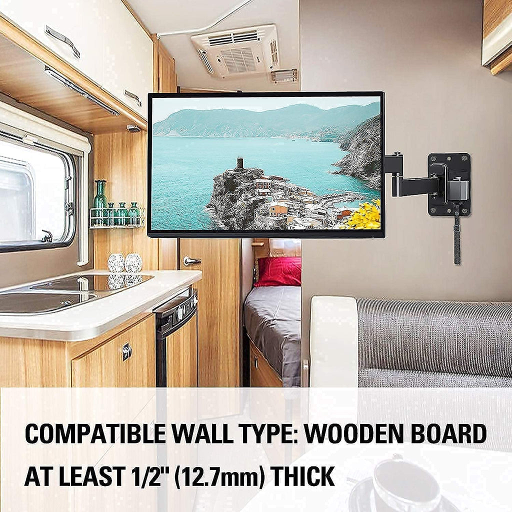 Mounting Dream MD2210 Lockable RV TV Mount for 17-43 inch TV, RV TV Wall Mount 200mm VESA 44 lbs. Loading and MD2209 Lockable RV TV Mount for 10-26 Inch Flat Screen TV, Camper Trailer RV TV Wall Mount
