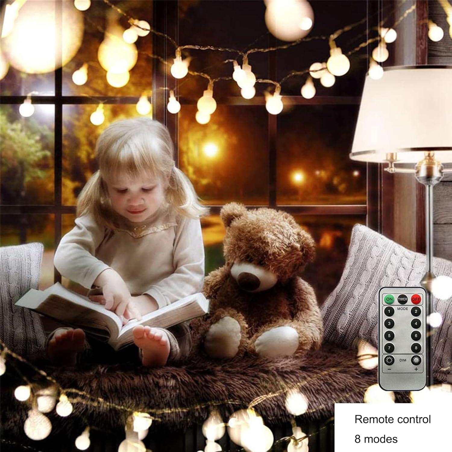 ZIMINGU LED Ball String Lights - 19.6FT 40 LEDs Waterproof Fairy Lights with Remote Control | Warm White Decor for Indoor & Outdoor Events