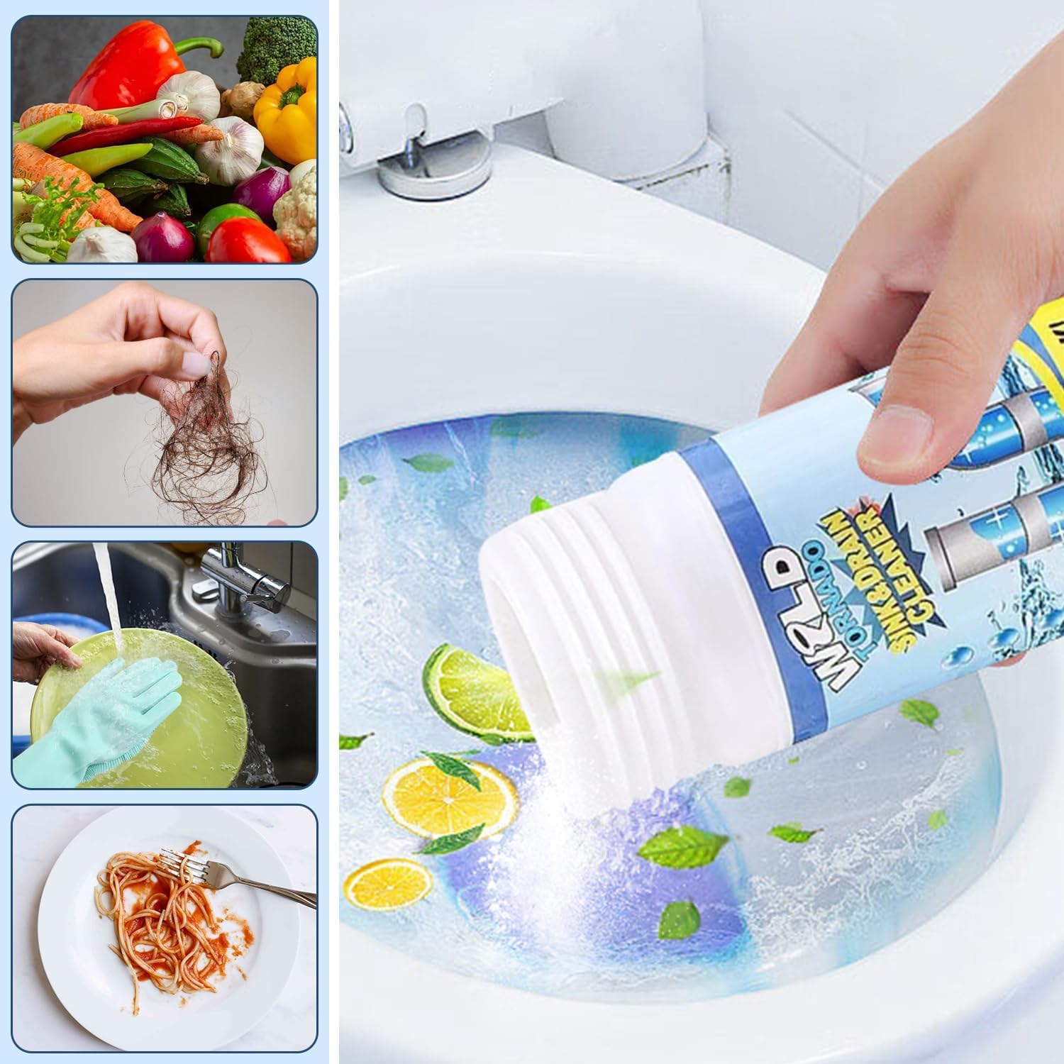 4pc Wild Tornado Pipe Dredge,Powerful Sink Cleaner for Kitchen Toilet Pipeline Quick Cleaning Tool- Wild Tornado Pipe Cleaner