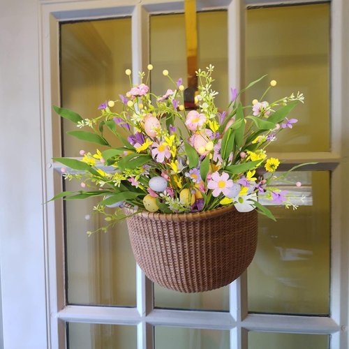 HUAESIN 6 PCS 20 Inch Pastel Easter Eggs Stems Easter Floral Picks Berries Artificial Spring Floral Bouquet for Easter Decoration Home Decor Table Centerpiece