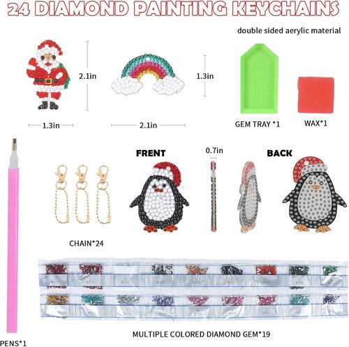 Diamond Painting Kits Advent Calendar 2025 for Kids, 24 Days Christmas Countdown Calendar, Make Your Own Gem Keychains, Arts and Crafts for Girls, DIY Crafts Christmas Gift Ideas for Girls Age 4-10