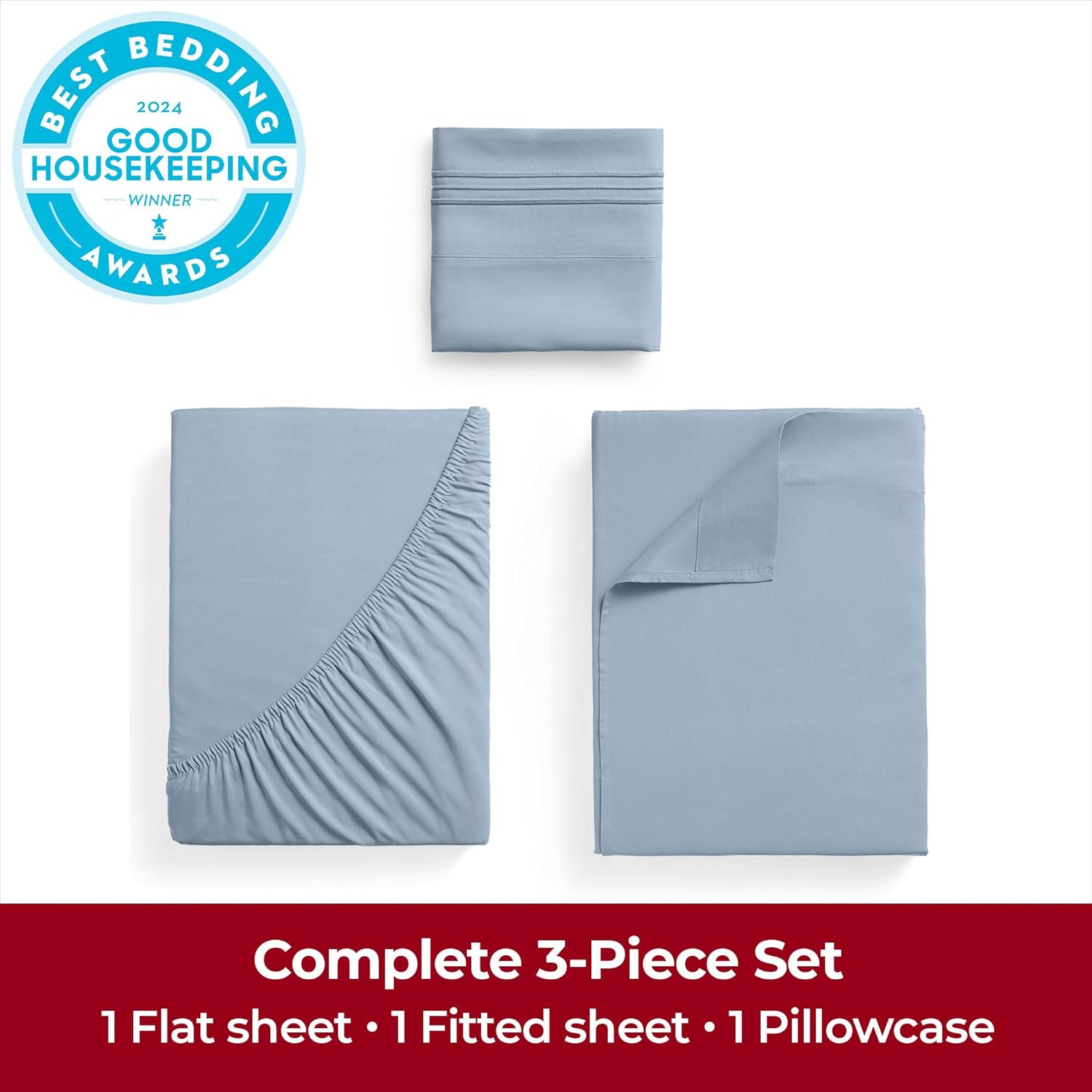 Mellanni Twin Sheets Set - 3 PC Luxury Bedding | Extra Soft, Cooling & Stain Resistant - Blue Hydrangea