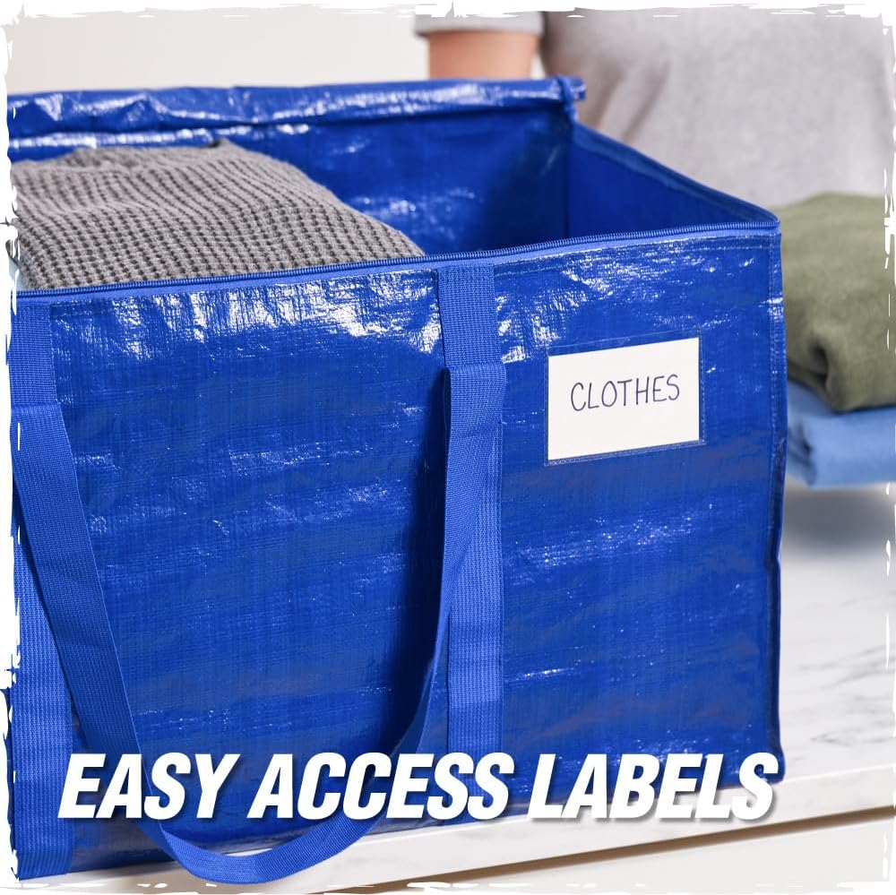 RUGGED RHINO Heavy Duty Extra Large Moving Bags - Durable Blue Storage Solution with Strong Handles & Zipper | 2 Pack