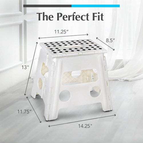 Handy Laundry Folding Step Stool - Lightweight & Sturdy for Adults and Kids | Easy One-Flip Design - White, 13 Inch