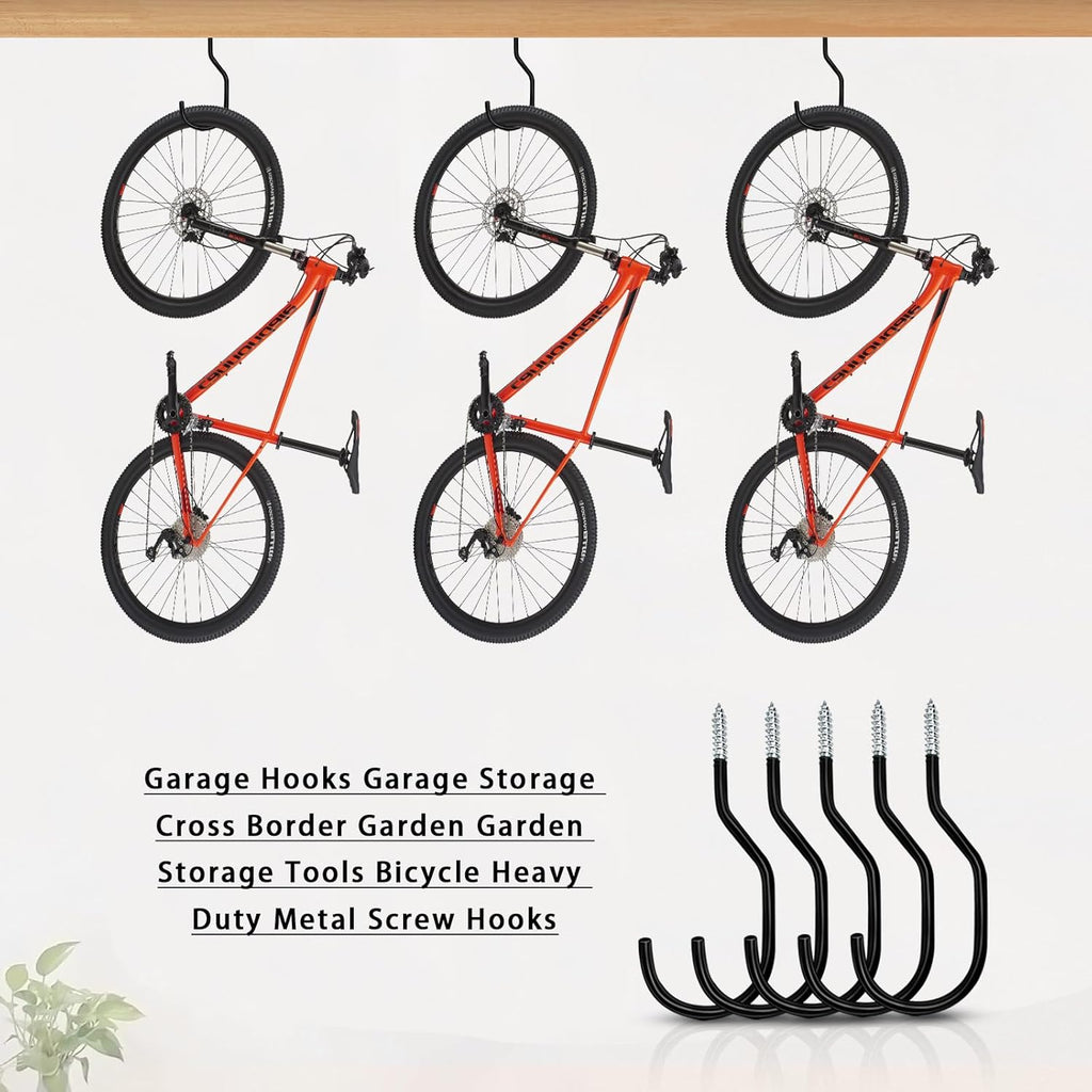 Skiennix Heavy Duty Bike Hooks - 12 Pack Bicycle Storage Hangers for Garage & Garden Organization