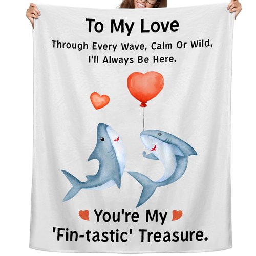 Hahafelt Valentine's Day Gifts for Him/her, Shark Blanket Valentines Gift for Boyfriend/Girlfriend 60"x50", Husband Wife Birthday Blanket, Wedding for Men/Women, I Love You Gift