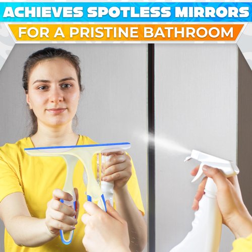 4Pcs 9.5” Hand Squeegee for Shower Glass - Durable Plastic Grip, Random Colors, Flexible Silicone Blade, Easy Hanging Hook, Lightweight Ergonomic Shower Squeegee for Glass Doors, Windows, and Tiles